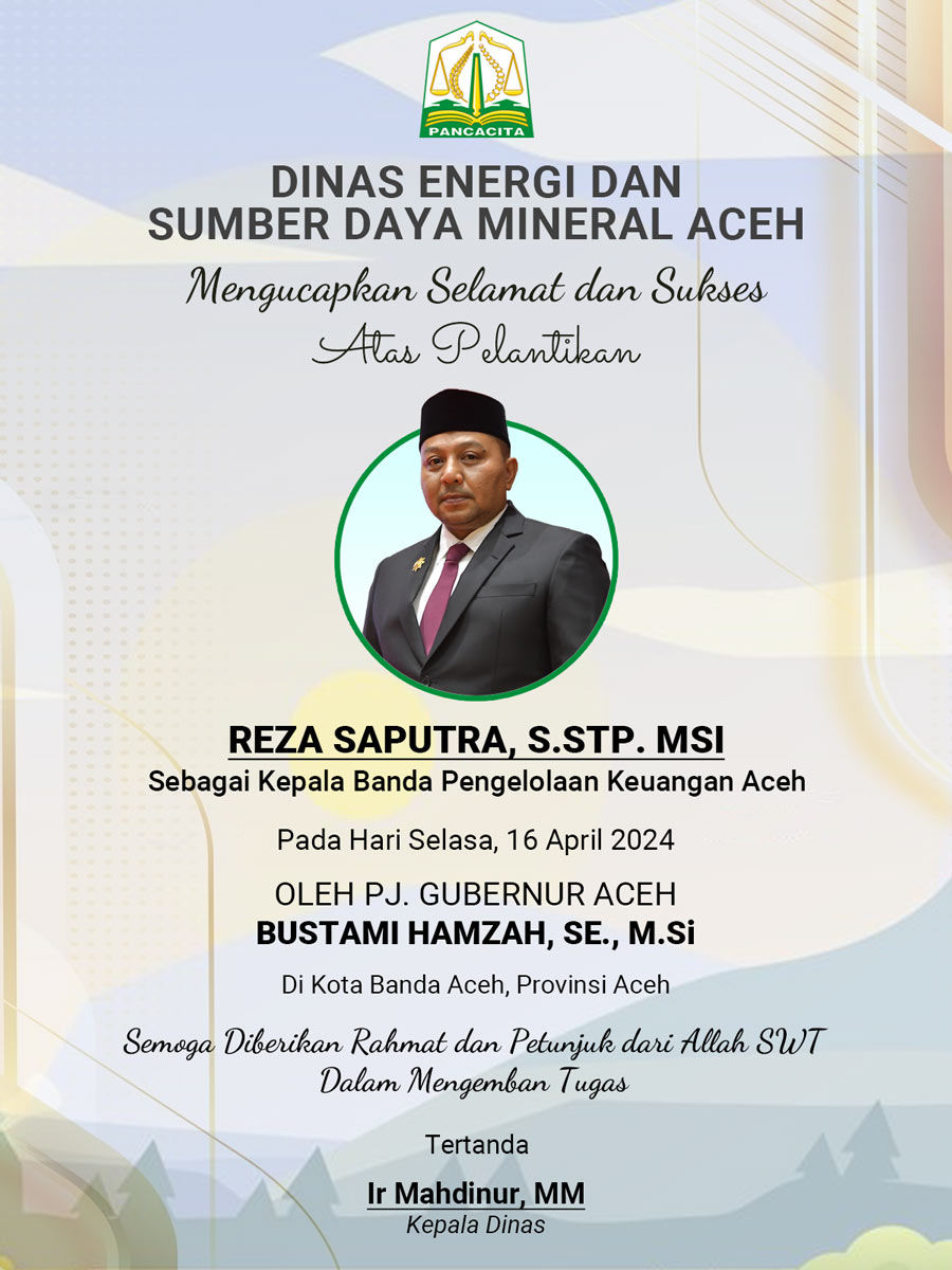 Iklan Ucapan Selamat Pelantikan Reza Saputra sebagai Kepala BPKA dari ESDM
