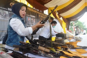 Senjata api illegal sitaan Polda Aceh. (Foto PM/Taufan Mustafa)