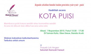 Moritza Thaher dan Sulaiman Juned akan Meriahkan Kota Puisi