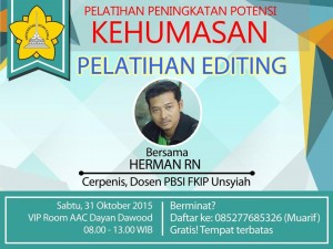 Herman RN Isi Pelatihan Editing, 31 Oktober