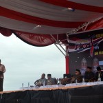 Kepala SSK Migas, Amien Sunaryadi saat menyampaikan sambutan pada acara peresmian RSUD dr. Zubir Mahmud dan Pembangunan Lapangan Blok A.