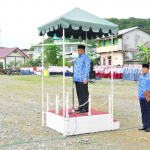 Bupati Aceh Selatan HT Sama Indra SH memimpin langsung upacara peringatan hari Korpri dan Hari Guru Nasional (HGN) tingkat Kabupaten Aceh Selatan di Taman Pala Indah, Tapaktuan, Rabu (25/11).