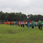 Peserta yang ikut ambil bagian dalam acara senam massal di dominasi oleh kaum perempuan