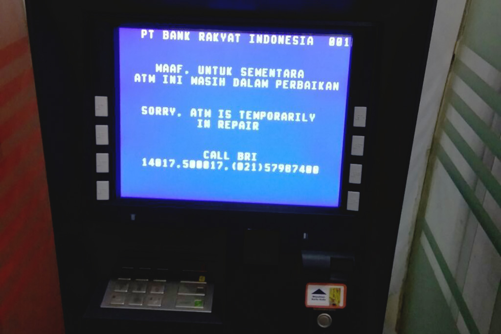 Salah satu ATM BRI di Banda Aceh tidak bisa melakukan transaksi.
