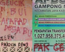 Diduga Terkait Dana Desa, Kantor Desa Meutara Aceh Jaya Dicoret OTK