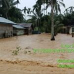 Rumah warga di Desa Jambo Papan, Kecamatan, Kluet Tengah, Aceh Selatan terendam banjir akibat luapan Sungai Manggamat. (Foto: dok BPBA)